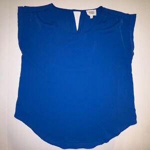 Olive Oak Royal Blue Short to no Sleeve Keyhole Neck Top Women's Medium